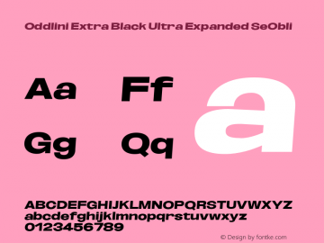 Oddlini-ExtBlkUltExpSeObli Version 1.002 Font Sample