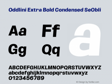 Oddlini-ExtBdCondSeObli Version 1.002 Font Sample