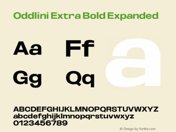 Oddlini-ExtraBoldExpanded Version 1.002 Font Sample