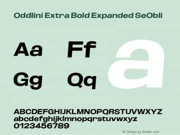 Oddlini-ExtBdExpSeObli Version 1.002 Font Sample