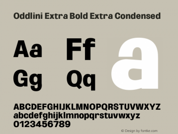 Oddlini-ExtBdExtraCond Version 1.002 Font Sample