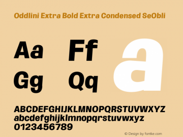 Oddlini-ExtBdExtraCondSeObli Version 1.002 Font Sample