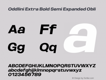 Oddlini-ExtBdSemExpObli Version 1.002 Font Sample