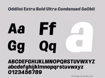 Oddlini-ExtBdUltraCondSeObli Version 1.002 Font Sample