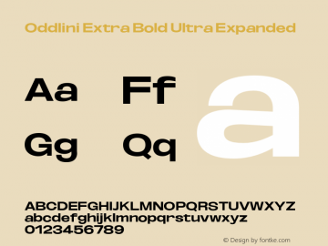 Oddlini-ExtBdUltExp Version 1.002 Font Sample