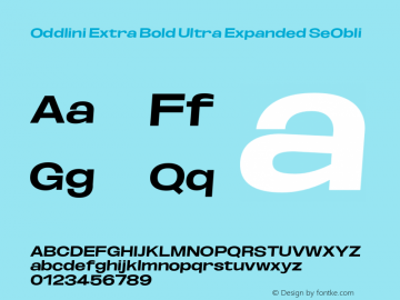 Oddlini-ExtBdUltExpSeObli Version 1.002 Font Sample