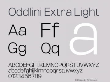 Oddlini-ExtraLight Version 1.002 Font Sample