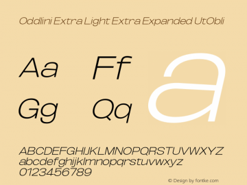 Oddlini-ExtLtExtExpUtObli Version 1.002 Font Sample