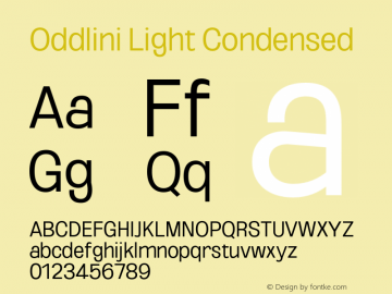 Oddlini-LightCondensed Version 1.002 Font Sample