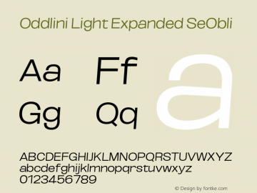 Oddlini-LightExpandedSeObli Version 1.002 Font Sample