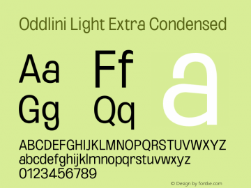 Oddlini-LightExtraCondensed Version 1.002 Font Sample