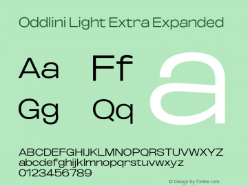 Oddlini-LightExtraExpanded Version 1.002 Font Sample