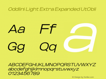 Oddlini-LightExtExpUtObli Version 1.002 Font Sample