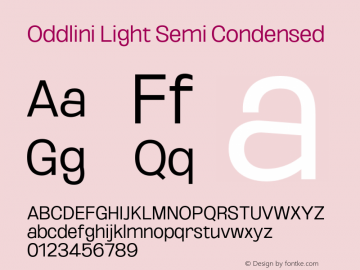 Oddlini-LightSemiCondensed Version 1.002 Font Sample