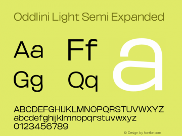 Oddlini-LightSemiExpanded Version 1.002 Font Sample