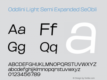 Oddlini-LightSemExpSeObli Version 1.002 Font Sample