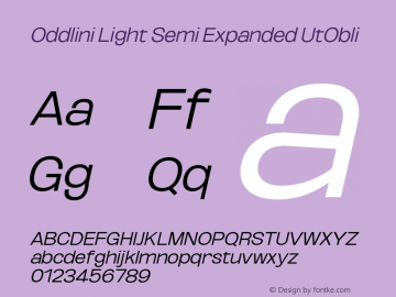 Oddlini-LightSemExpUtObli Version 1.002 Font Sample