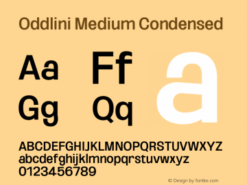 Oddlini-MediumCondensed Version 1.002 Font Sample