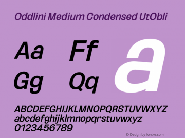 Oddlini-MediumCondensedUtObli Version 1.002 Font Sample