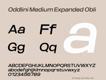 Oddlini-MediumExpandedObli Version 1.002 Font Sample