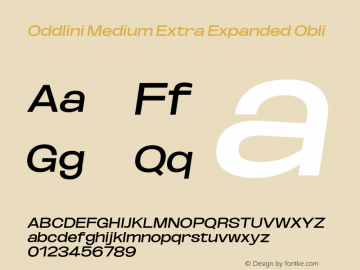 Oddlini-MedExtExpObli Version 1.002 Font Sample