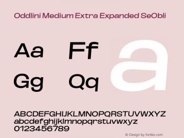 Oddlini-MedExtExpSeObli Version 1.002 Font Sample