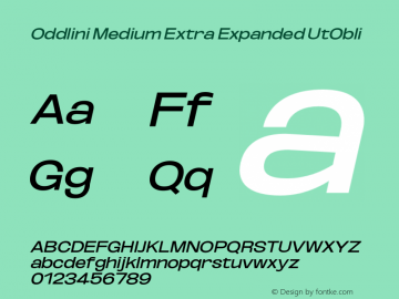 Oddlini-MedExtExpUtObli Version 1.002 Font Sample