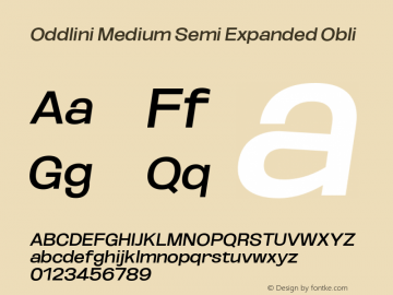 Oddlini-MedSemExpObli Version 1.002 Font Sample