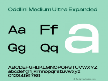 Oddlini-MediumUltraExpanded Version 1.002 Font Sample