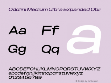 Oddlini-MedUltExpObli Version 1.002 Font Sample