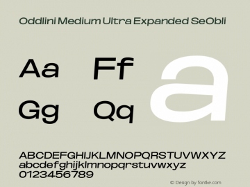 Oddlini-MedUltExpSeObli Version 1.002 Font Sample