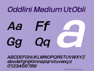 Oddlini-MediumUtObli Version 1.002 Font Sample