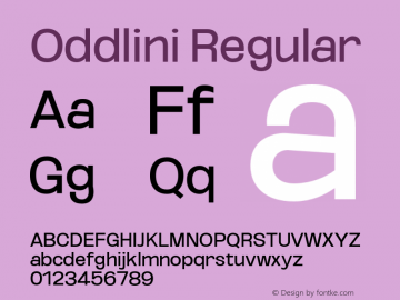 Oddlini-Regular Version 1.002 Font Sample