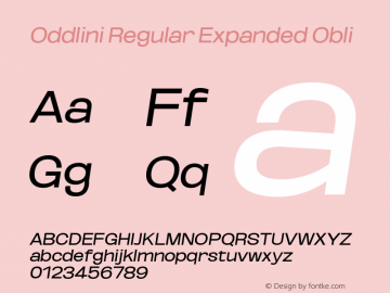 Oddlini-RegularExpandedObli Version 1.002 Font Sample