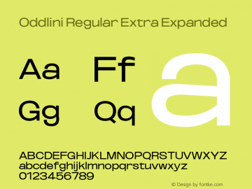 Oddlini-RegularExtraExpanded Version 1.002 Font Sample