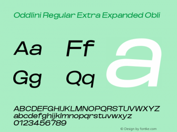 Oddlini-RegExtExpObli Version 1.002 Font Sample