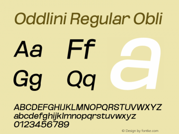 Oddlini-RegularObli Version 1.002 Font Sample