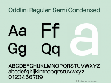 Oddlini-RegularSemiCondensed Version 1.002 Font Sample