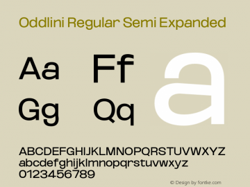 Oddlini-RegularSemiExpanded Version 1.002 Font Sample