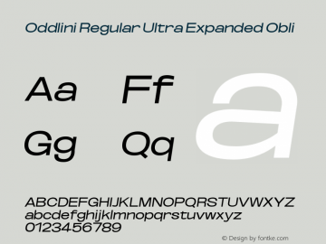 Oddlini-RegUltExpObli Version 1.002 Font Sample