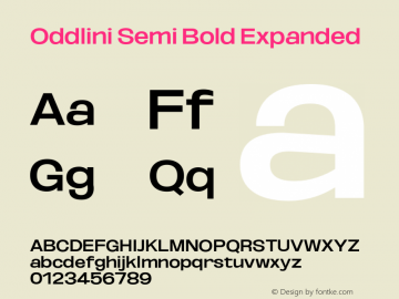 Oddlini-SemiBoldExpanded Version 1.002 Font Sample