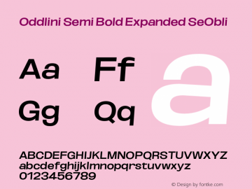 Oddlini-SemBdExpSeObli Version 1.002 Font Sample