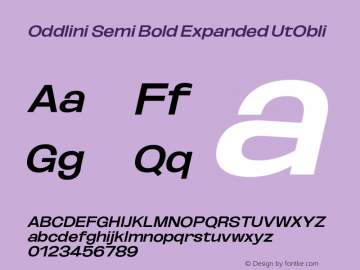 Oddlini-SemBdExpUtObli Version 1.002 Font Sample