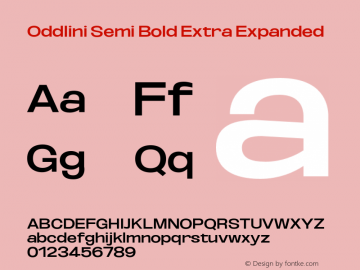 Oddlini-SemiBoldExtraExpanded Version 1.002 Font Sample