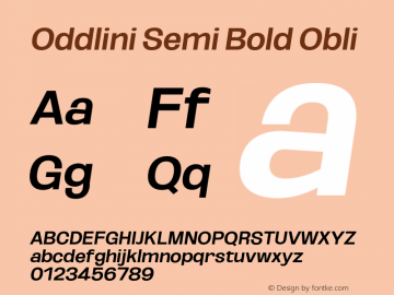 Oddlini-SemiBoldObli Version 1.002 Font Sample