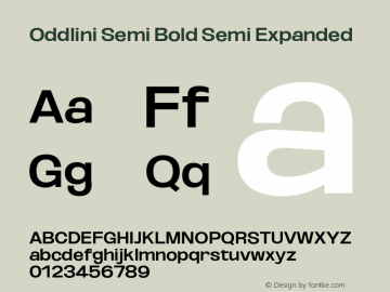 Oddlini-SemiBoldSemiExpanded Version 1.002 Font Sample