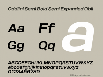 Oddlini-SemBdSemExpObli Version 1.002 Font Sample