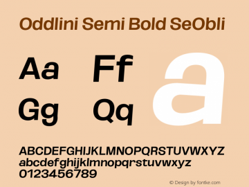 Oddlini-SemiBoldSeObli Version 1.002 Font Sample