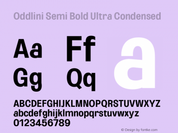 Oddlini-SemBdUltraCond Version 1.002 Font Sample