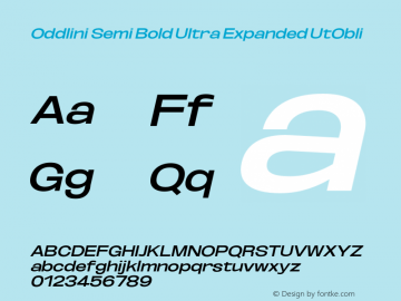 Oddlini-SemBdUltExpUtObli Version 1.002 Font Sample